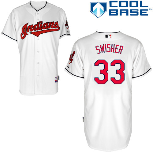 Nick Swisher #33 MLB Jersey-Cleveland Indians Men's Authentic Home White Cool Base Baseball Jersey